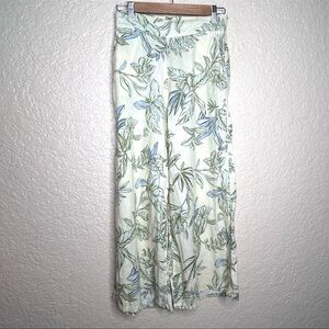 🩷Tahari Womens 100% linen flare pants coastal floral print Small beige color